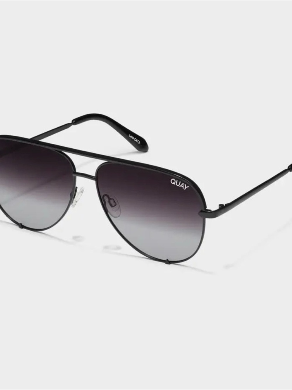 Quay Australia Black Aviator Sunglasses with Gradient Smoke Lenses
